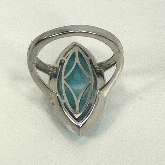 NWOT - Designer D’Joy Larimar Ring - Rhodium Plated 925 Sterling Silver -… - Picture 5 of 8